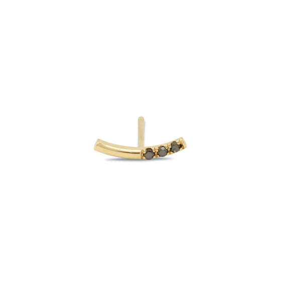 14K Gold Bar Black Diamond Studs