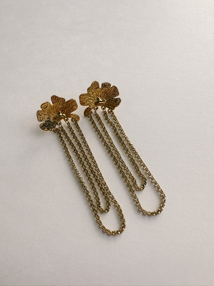 Gold Bloom Chain Drop Earrings