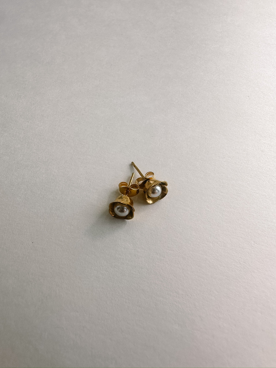 Gold Flower Pearl Studs
