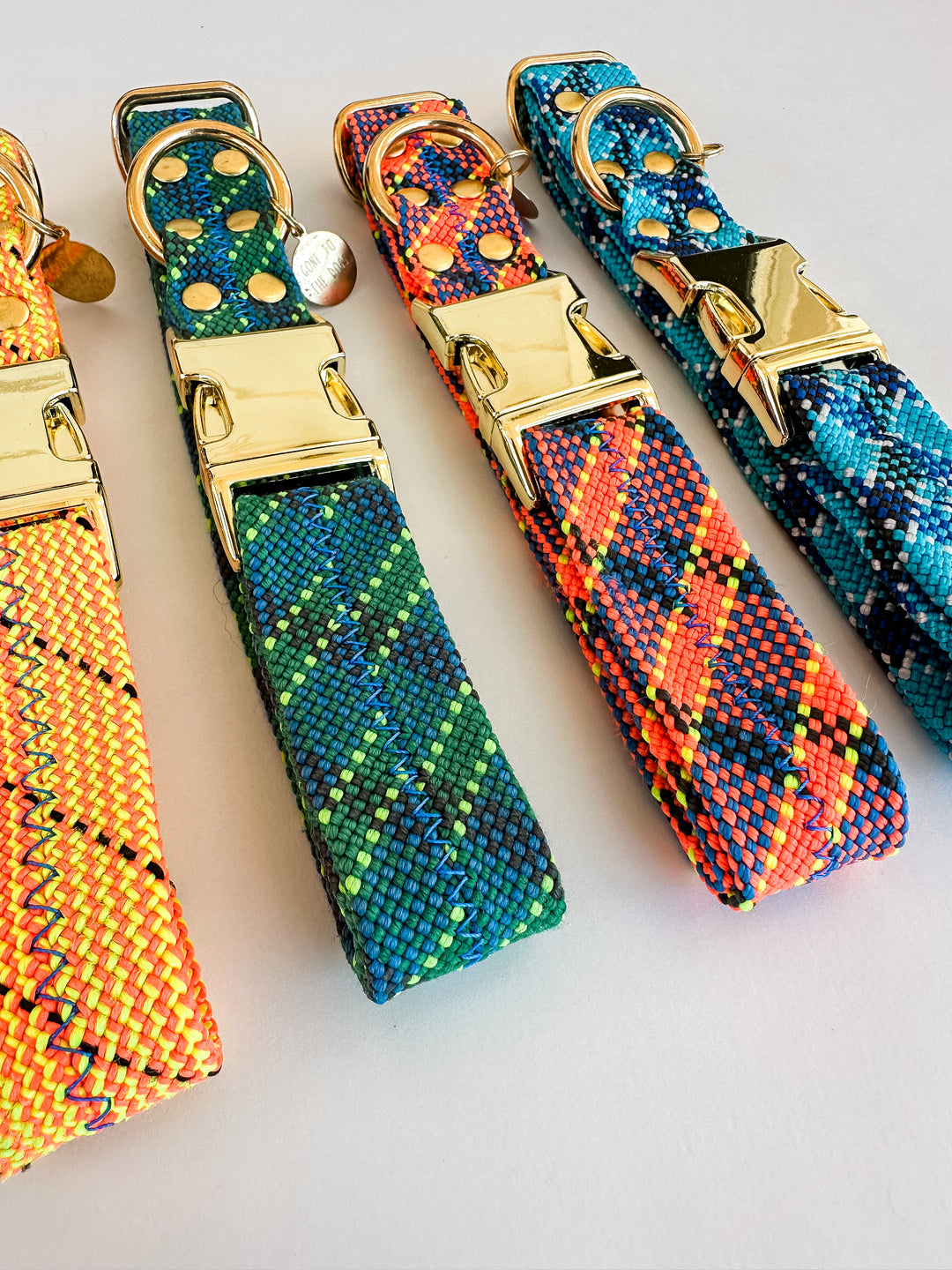 Dexter Large Dog Collar Green & Blue Plaid