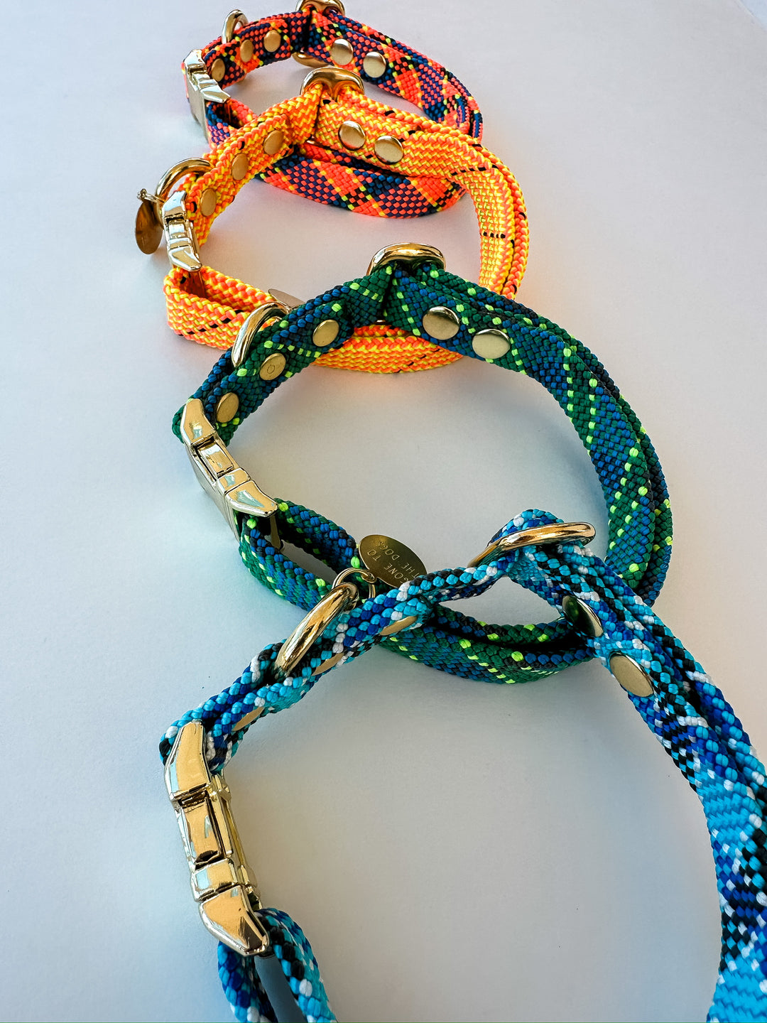 Saimin Flat Rope Collar Blue Plaid
