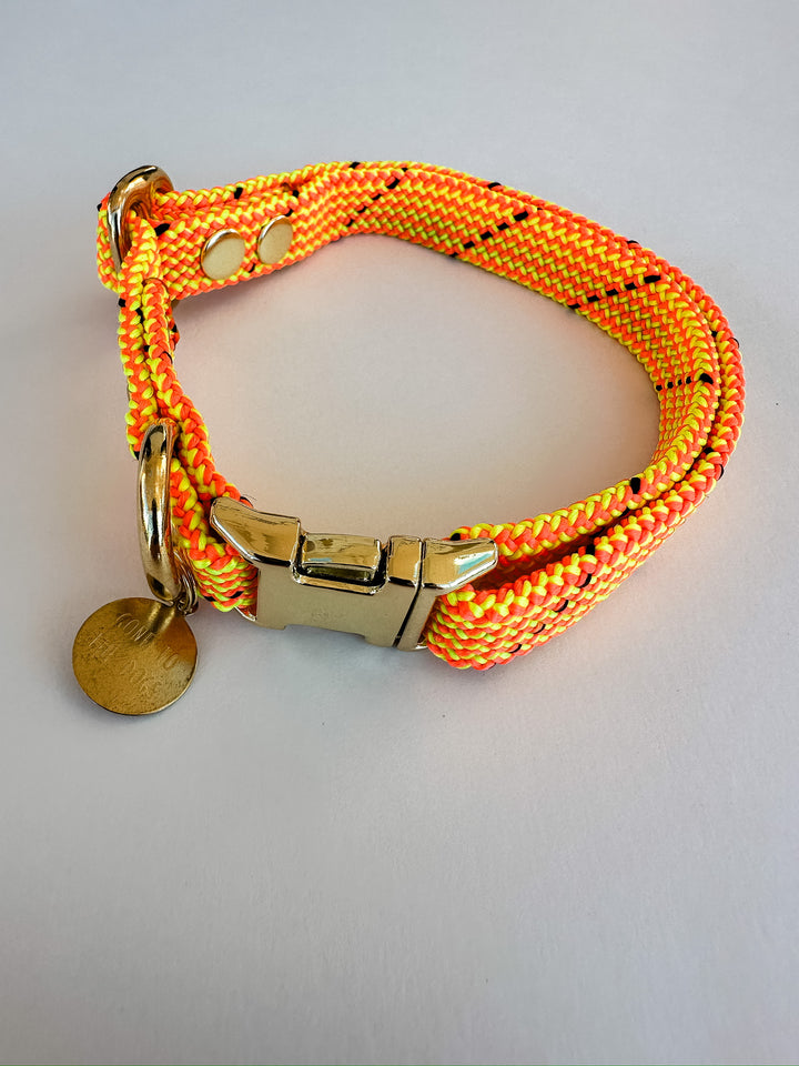 Saimin Flat Rope Collar Neon Yellow & Orange