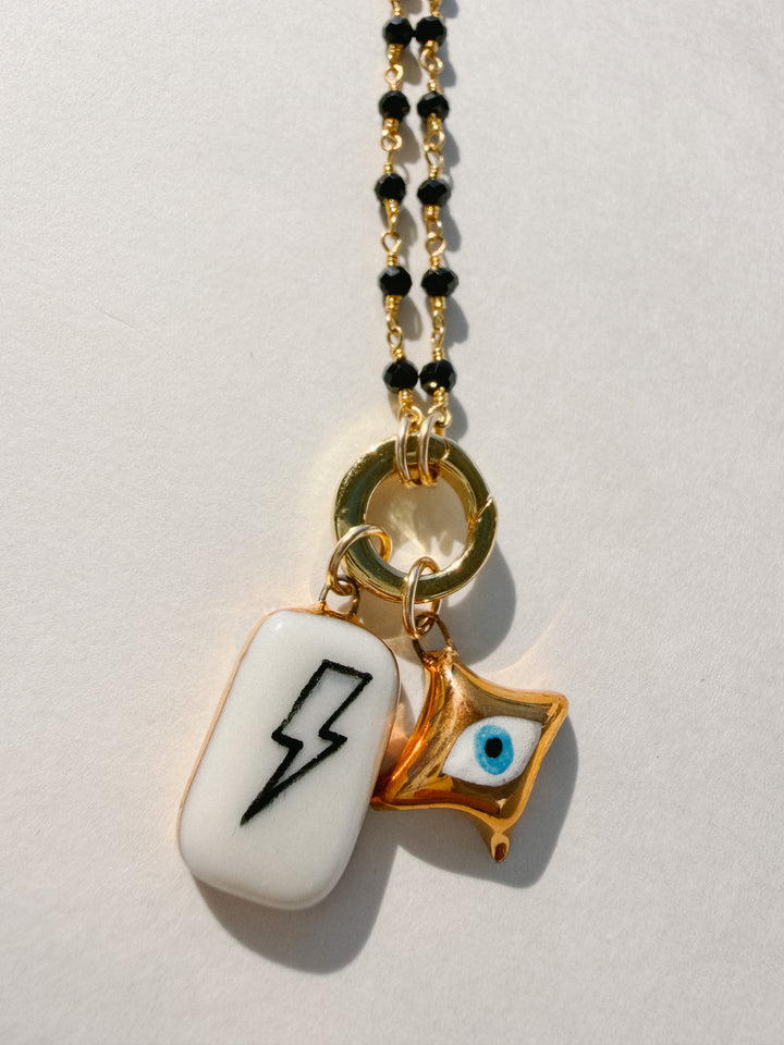 Lightning Bolt  — Hand-Painted Porcelain Charm