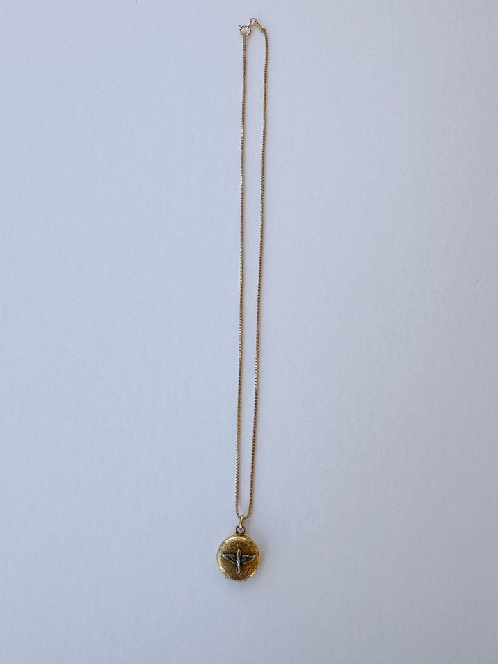 Vintage Airforce Small Gold/Silver Locket & Necklace