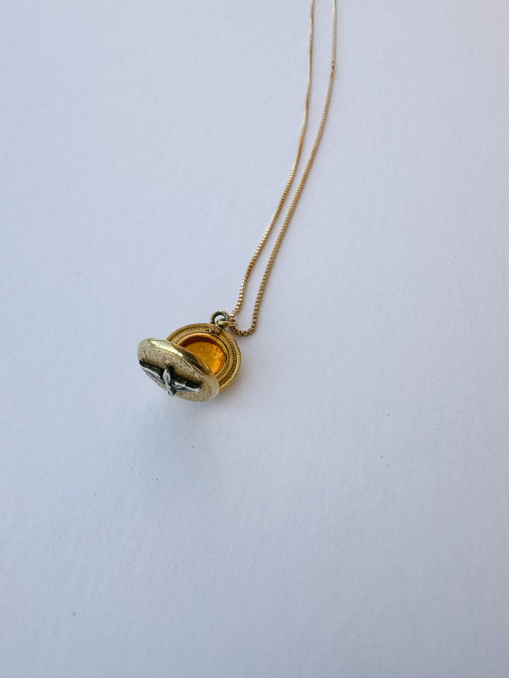 Vintage Airforce Small Gold/Silver Locket & Necklace