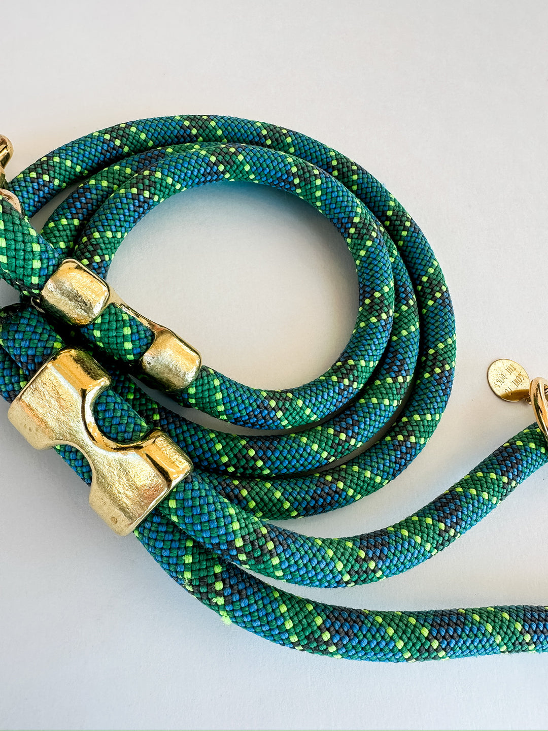 Fuji Rope Leash Green & Blue Plaid