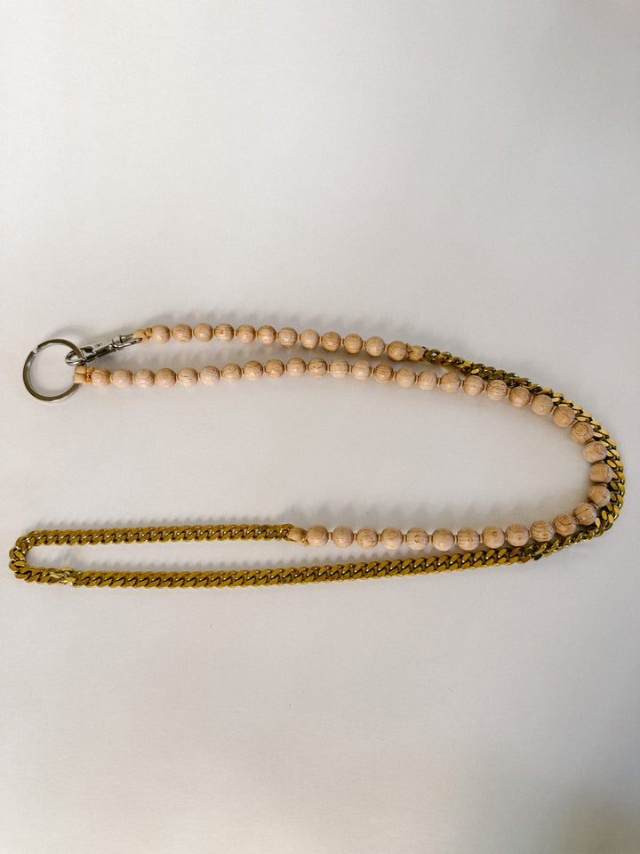 Ina Seifart Phone Chain - Natural Wood & Brass Chain