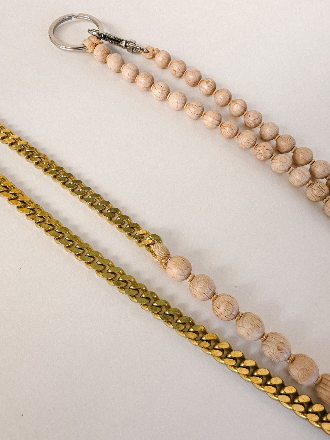 Ina Seifart Phone Chain - Natural Wood & Brass Chain