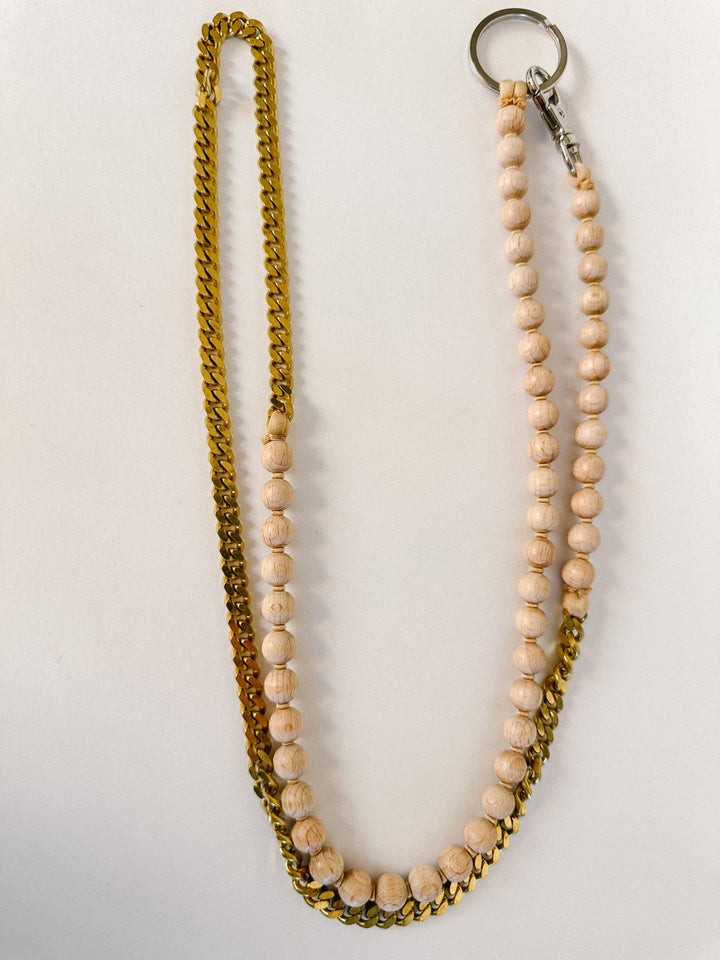 Ina Seifart Phone Chain - Natural Wood & Brass Chain