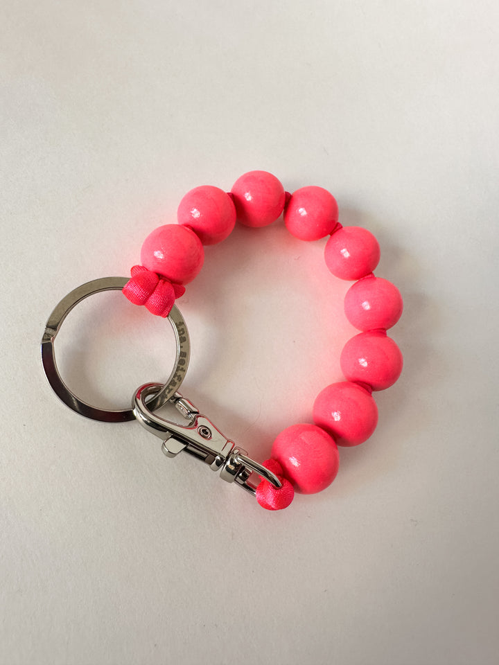 Ina Seifart Phone/Key Wristlet - Hot Pink Wood Beads