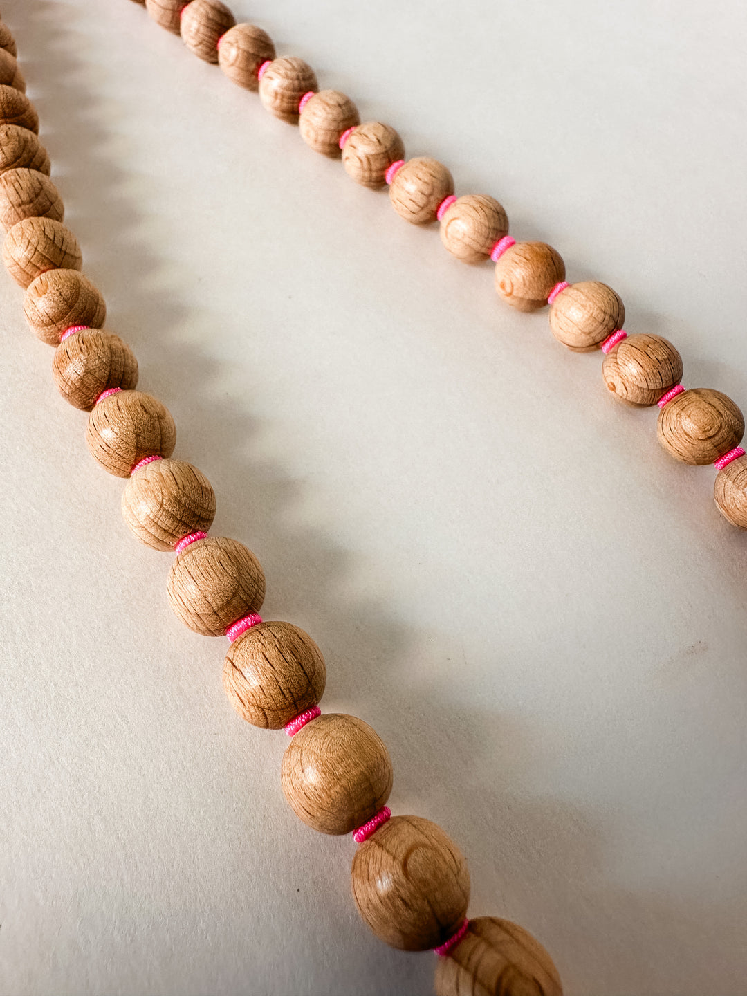 Ina Seifart Phone/Key Chain - Natural Wood Beads with Hot Pink Details