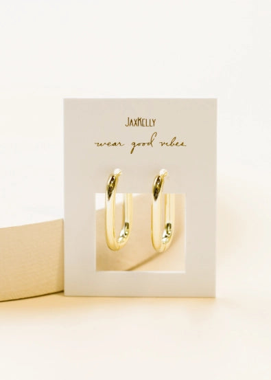 Gold Hoop - Large Rectangle Earrings