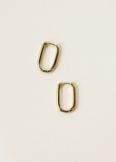 Gold Hoop - Large Rectangle Earrings