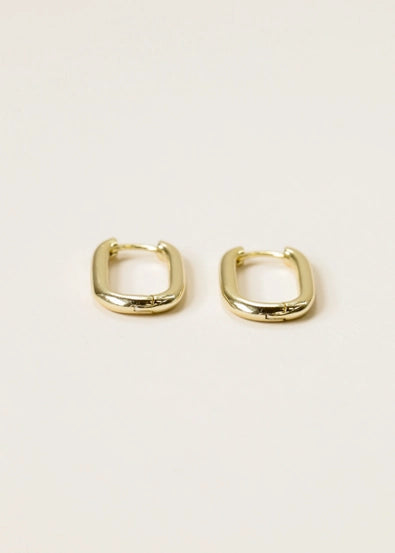 Gold Hoop - Large Rectangle Earrings