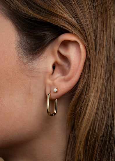 Gold Hoop - Large Rectangle Earrings