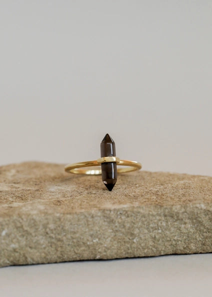 Gold Smoky Quartz Ring