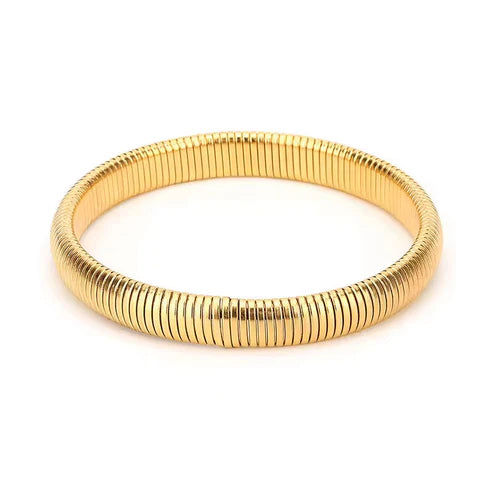 Lil Shay Ridged Gold Bangle