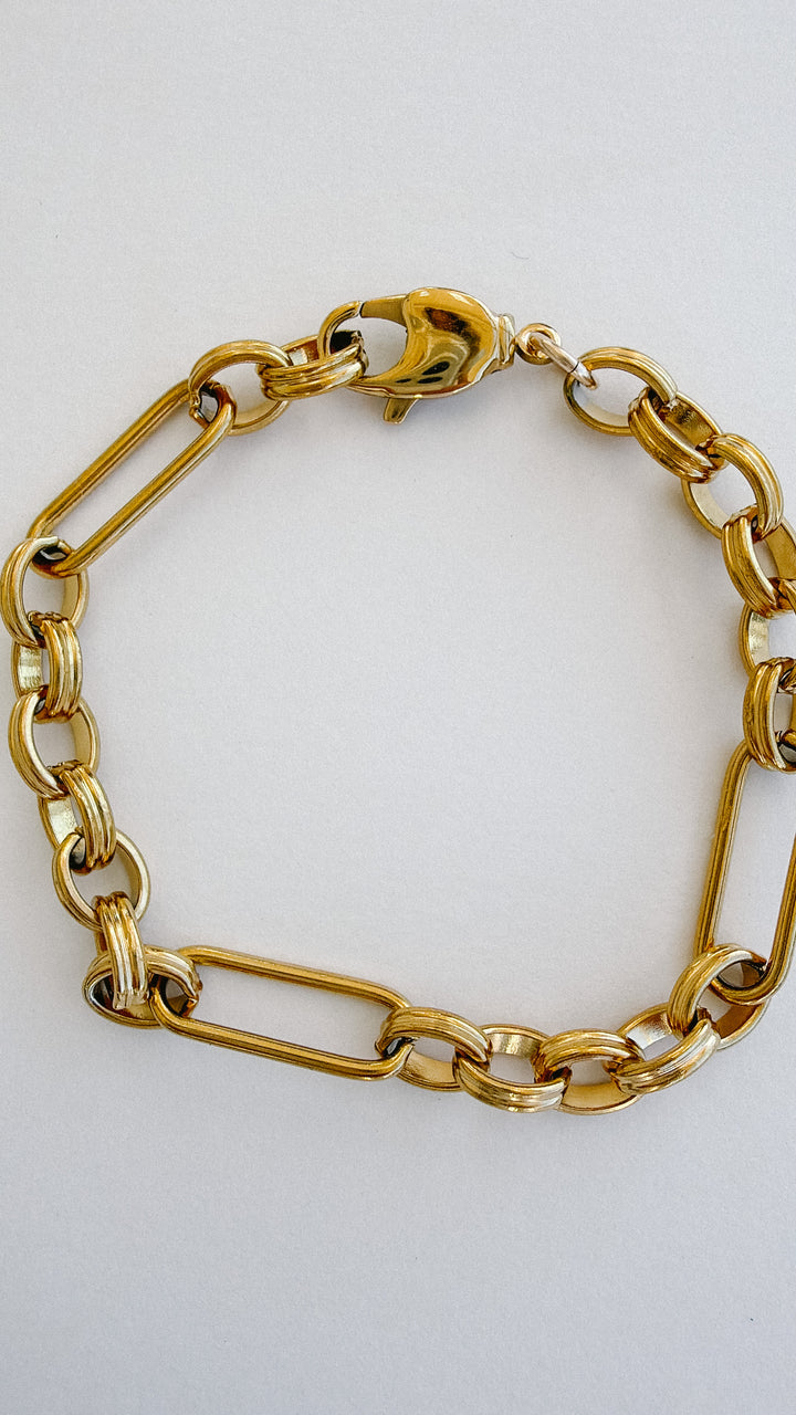Marlene Mixed Paperclip Link Gold Bracelet