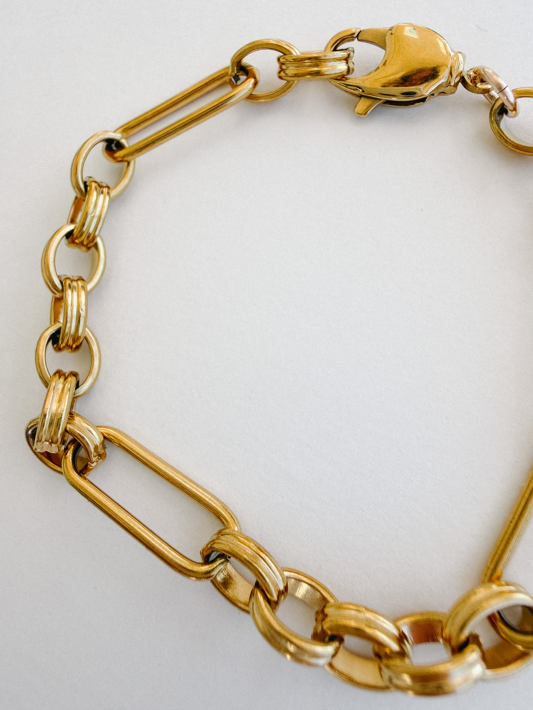Marlene Mixed Paperclip Link Gold Bracelet