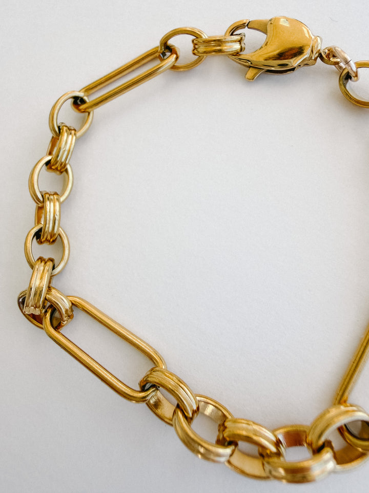 Marlene Mixed Paperclip Link Gold Bracelet