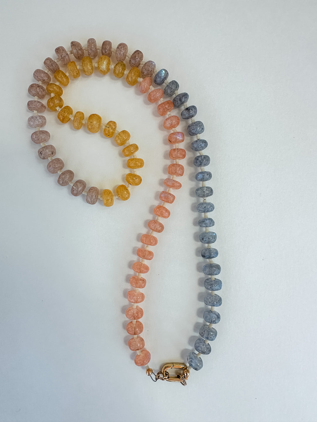 Glass Bead Necklace - Pink, Yellow, Purples