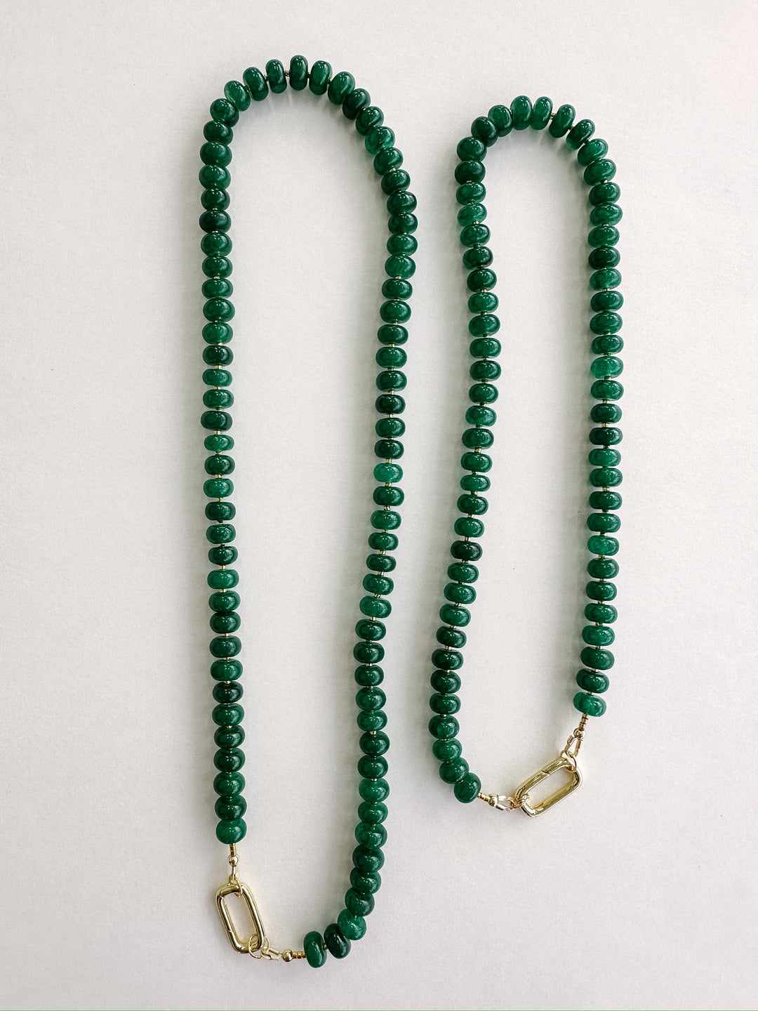 Handmade Beaded Quartz Necklace - Emerald Green