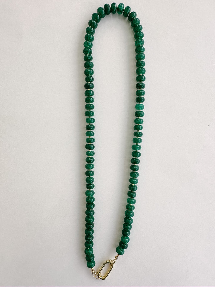 Handmade Beaded Quartz Necklace - Emerald Green
