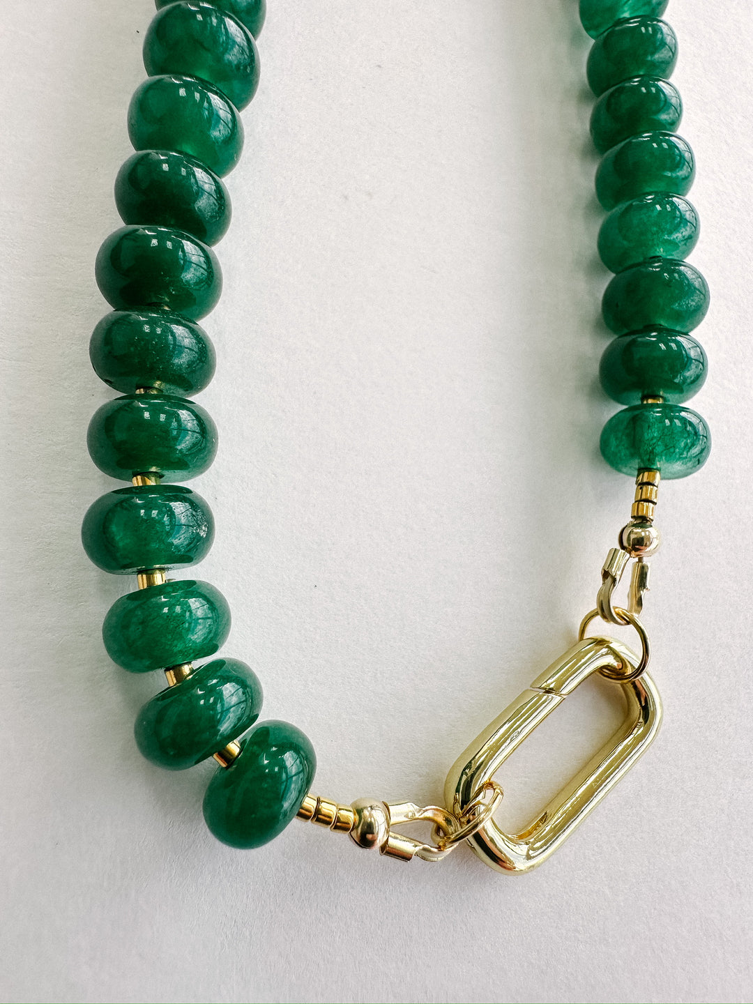 Handmade Beaded Quartz Necklace - Emerald Green