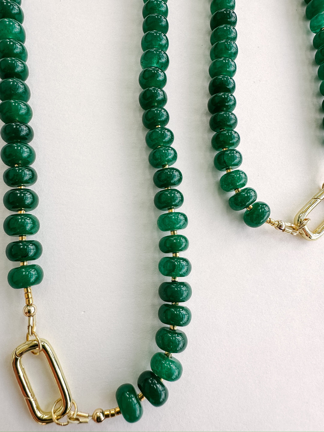 Handmade Beaded Quartz Necklace - Emerald Green