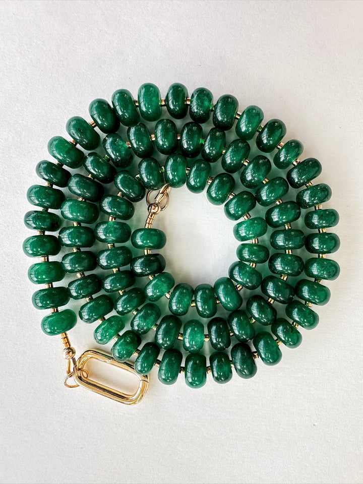Handmade Beaded Quartz Necklace - Emerald Green