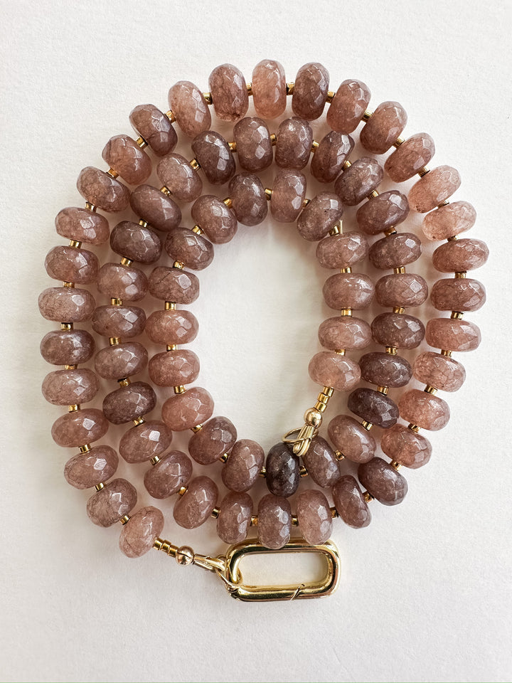 Handmade Beaded Necklace - Faceted Mauve & Brown Moonstone