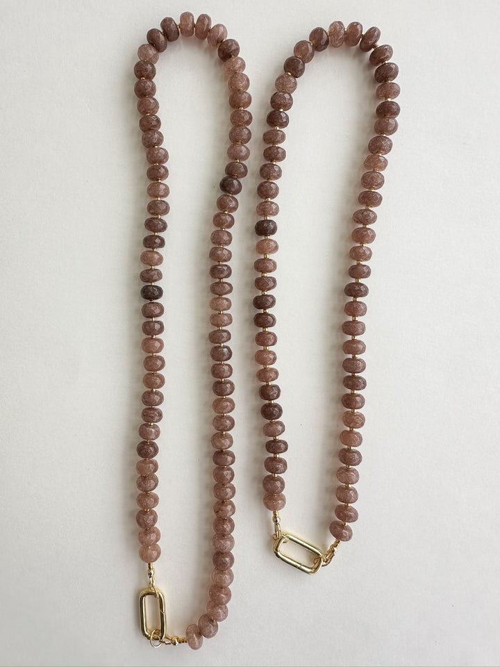 Handmade Beaded Necklace - Faceted Mauve & Brown Moonstone