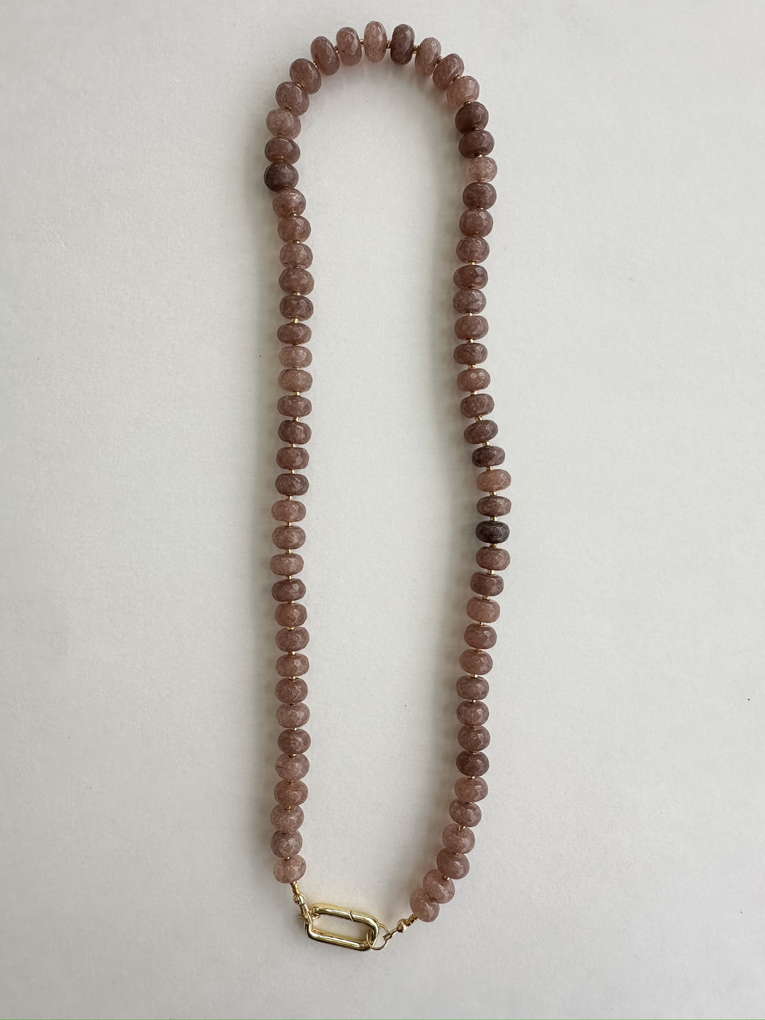 Handmade Beaded Necklace - Faceted Mauve & Brown Moonstone