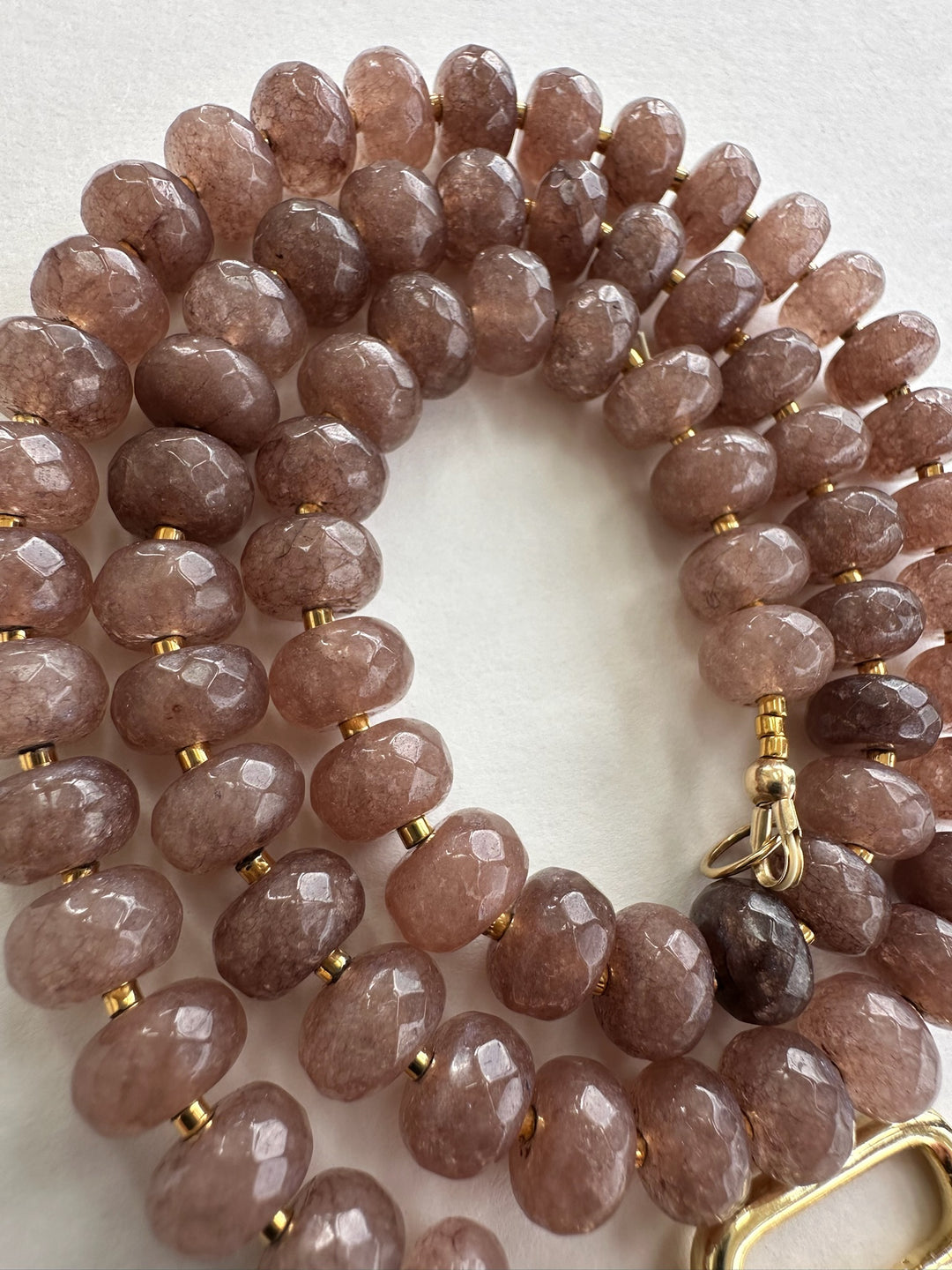 Handmade Beaded Necklace - Faceted Mauve & Brown Moonstone