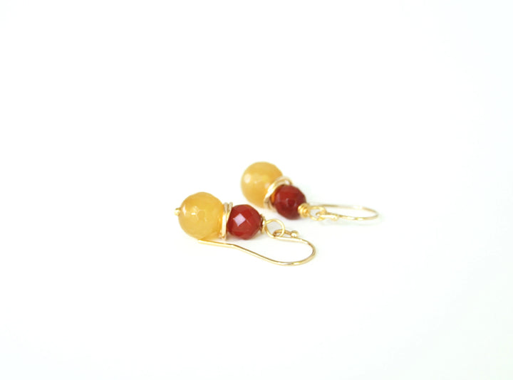 Carnelian & Yellow Agate Dangle Earrings