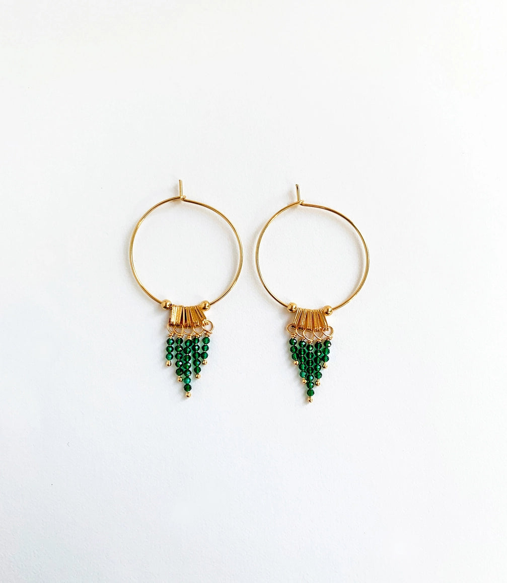 Diopside Fringe Hoop Earrings