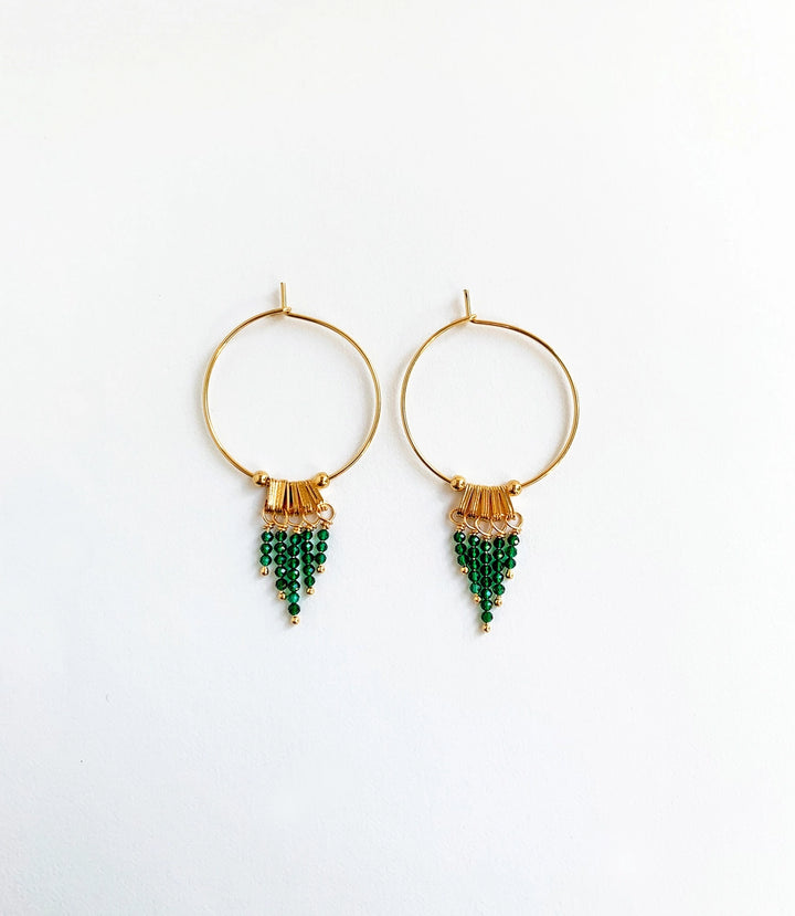Diopside Fringe Hoop Earrings
