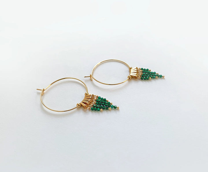Diopside Fringe Hoop Earrings