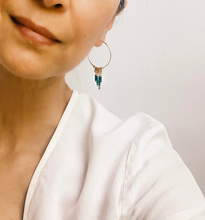 Diopside Fringe Hoop Earrings
