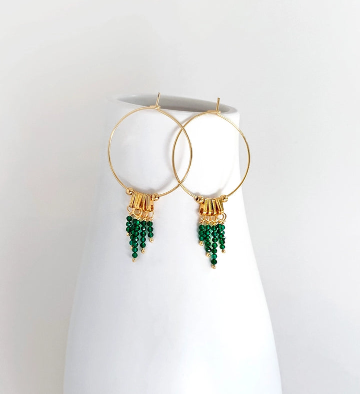 Diopside Fringe Hoop Earrings