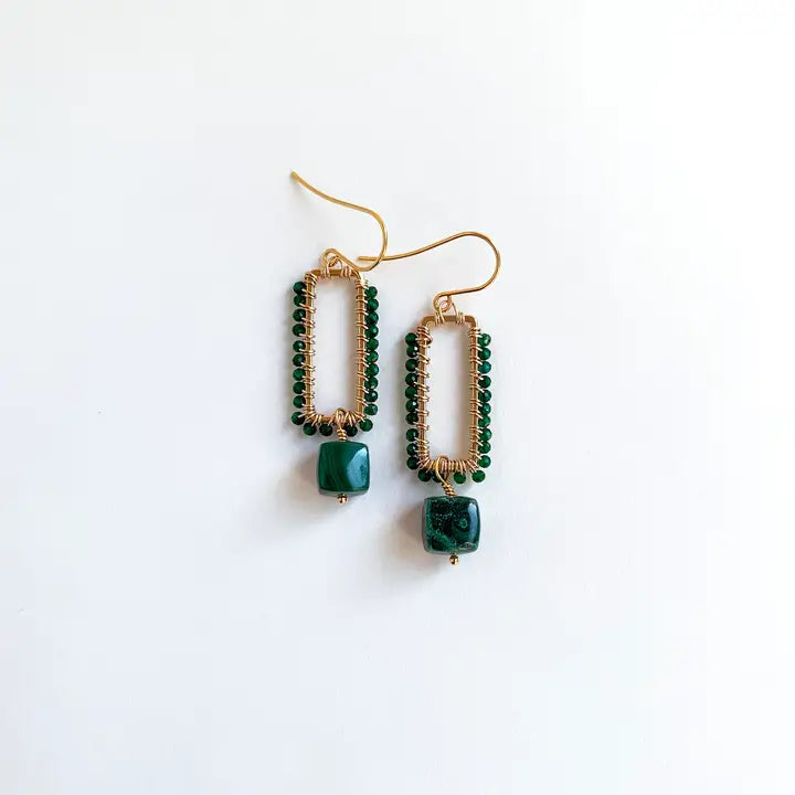 Diopside & Malachite Dangle Earrings
