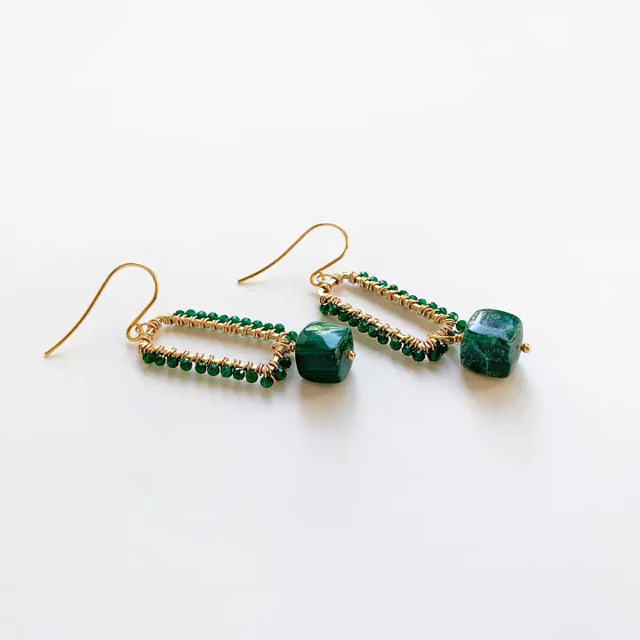 Diopside & Malachite Dangle Earrings