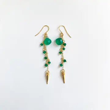 Green Onyx Spike Dangle Earrings