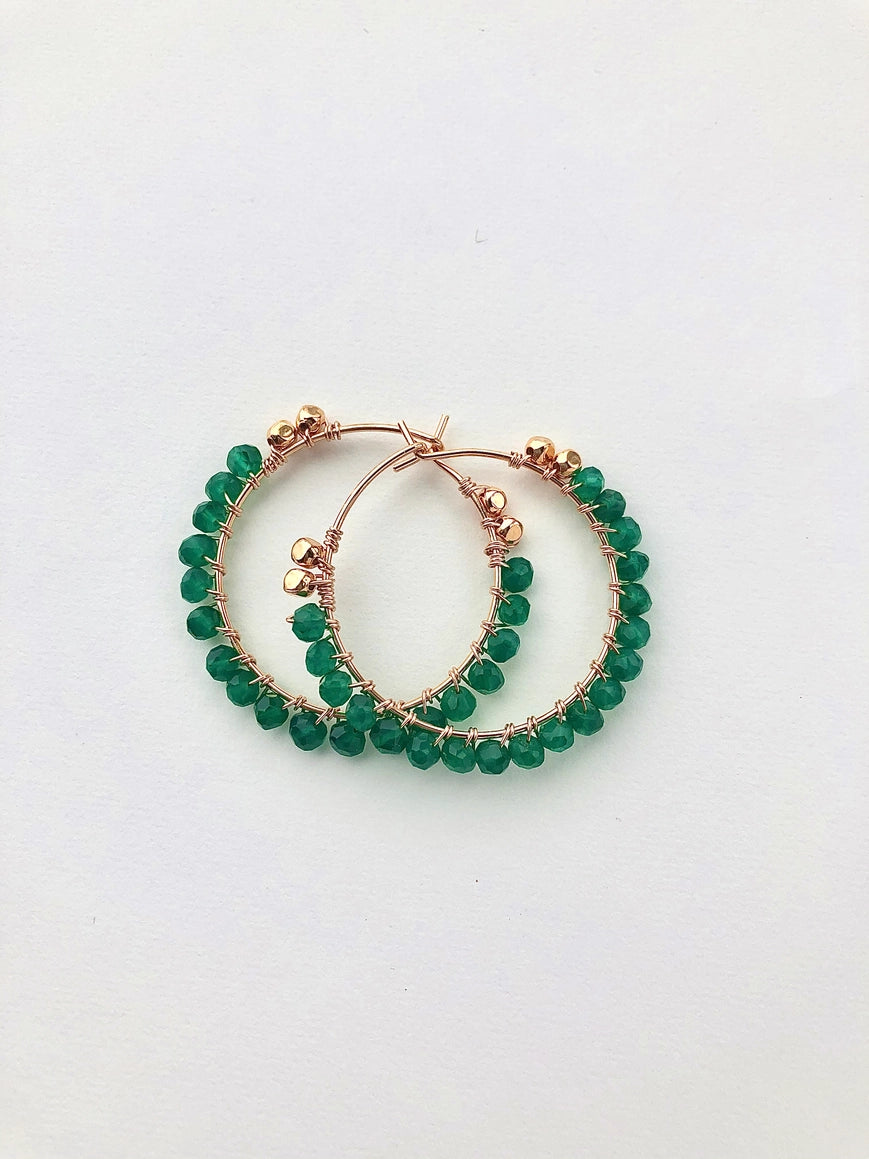 Green Onyx Wrap Hoops