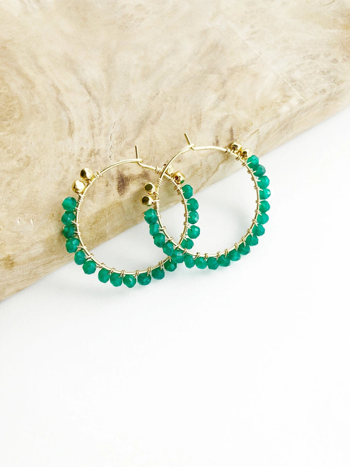 Green Onyx Wrap Hoops