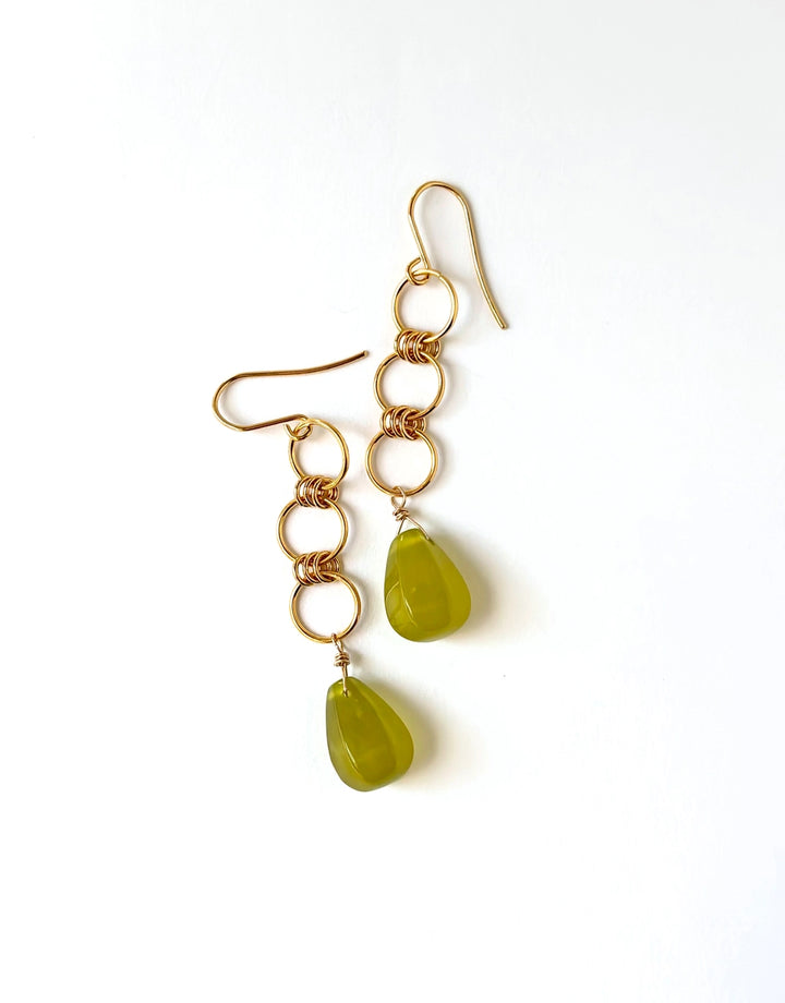 Korean Jade Chain-Link Dangle Earrings