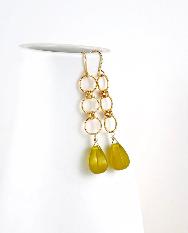 Korean Jade Chain-Link Dangle Earrings
