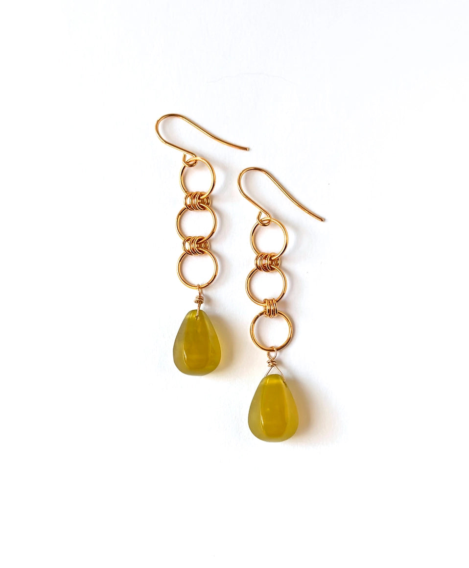 Korean Jade Chain-Link Dangle Earrings