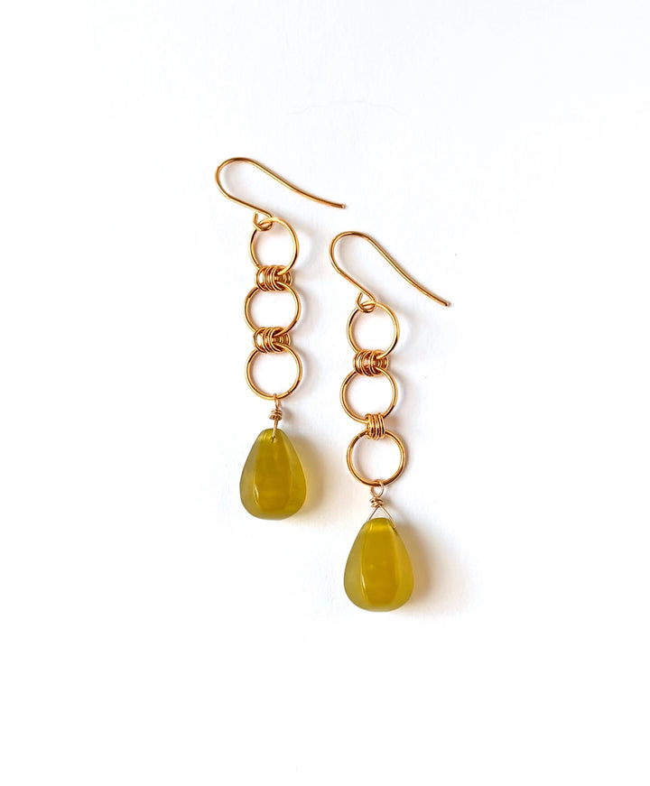 Korean Jade Chain-Link Dangle Earrings