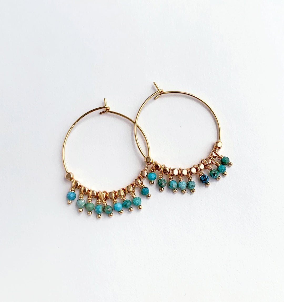 Turquoise Bohemian Fringe Hoops